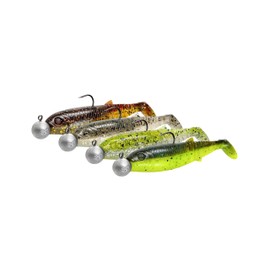 Savage Gear Cannibal Shad Mix - Paddle Tail Shad Bait for Bass, Pike, Walleye, Trout, Catfish - UV Active, Strike Triggering Scent, Freshwater & Saltwater Fishing Kit Dark Water Mix 12.5 cm