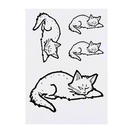 4 x 'Pixiebob Cat Sleeping' Temporary Tattoos - Water Resistant, Skin-Safe, Non-Toxic Transfers, Mixed Sizes (TO00071524)