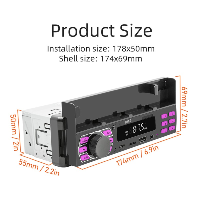 Car MP3 Player Single DIN Car Bluetooth Radio Stereo With