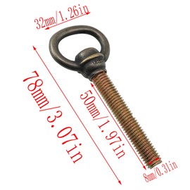 LQ Industrial 4PCS Bronze Mirror Frame Screws 78x32x8mm Mirror Frame Zinc Alloy Ring Mirror Swing Mounting Bolt Hardware Furniture Wooden Box Accessories