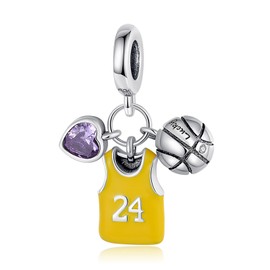 YUMINN Sports Series Charms for 925 Sterling Silver for Women Bracelets & Necklaces Dangle Pendant for Christmas Valentine's Day Mother's Day Jewellery Gifts for Women, Sterling Silver, Cubic Zirconia