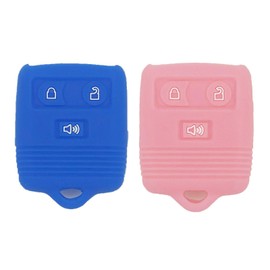 2pcs Soft Rubber Keyless Entry Remote Car Key Fob Cover Case for Ford E150 E250 E350 F150 F250 F350 Edge Escape Expedition Explorer Focus Fusion Lincoln MKX MKZ Mercury, Blue Pink