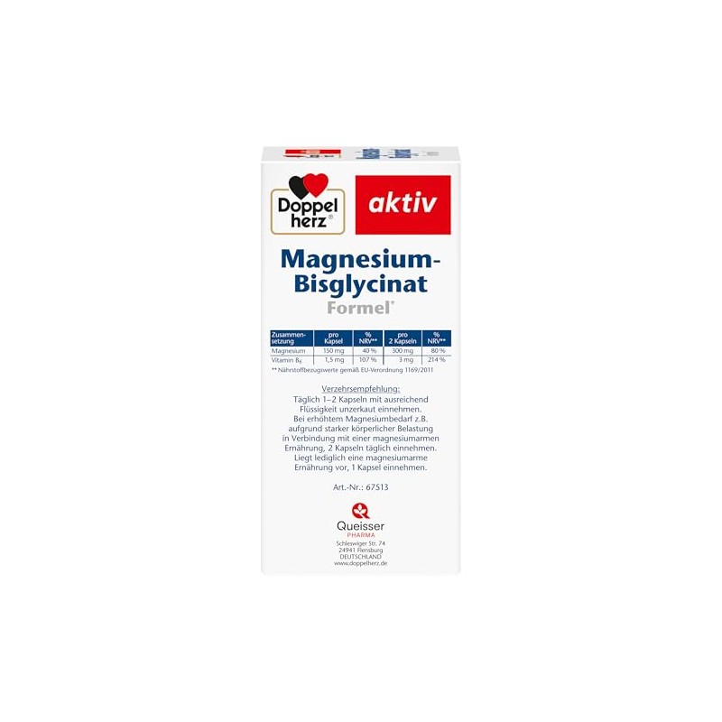 Doppelherz Magnesium Bisglycinate - Formula - Magnesium contributes to normal