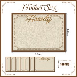 Humyoun 100 Pcs Wild West Name Tags 2.5x3.5 Inch Self-Adhesive Cowboy Name Stickers for Birthday Party, Western Theme Party Supplies