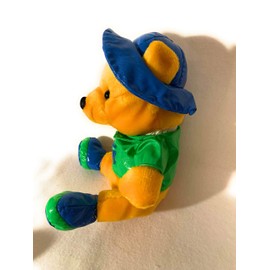 Weighted stuffed animal, bear in raincoat with 2 1/2 lbs, washable plush buddy