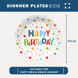 CENLBJ Happy Birthday Party Plates, 9inch-50pcs, Birthday Party Paper Plates, for Birthday Party Decorations