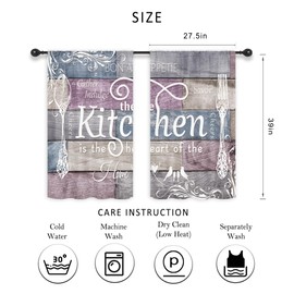Riyidecor Pink Grey Rustic Farmhouse Kitchen Curtains Short Small Rod Pocket Wooden Board Wood Country Farm Bedroom Living Room Treatment Fabric 2 Panels 27.5Wx39H Inch
