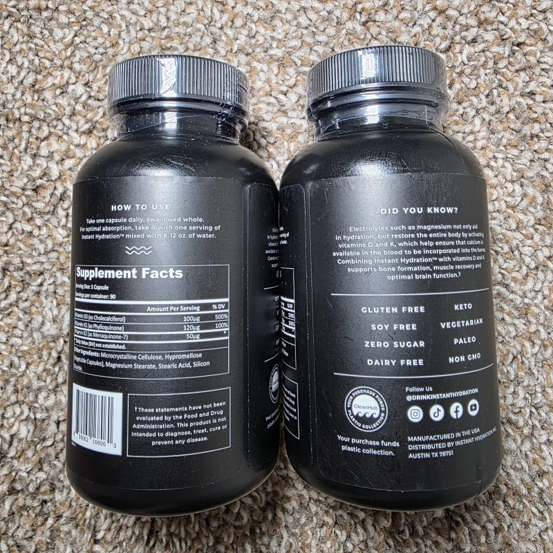 Instant Hydration *2 PACK* Instant Hydration Vitamin D+K Dietary Supplement