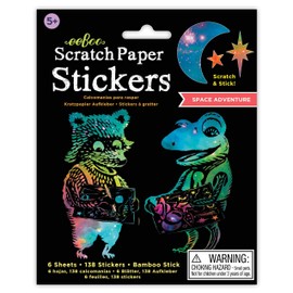 eeBoo: Galactic Space Scratch Stickers/Space Adventure, Scratch and Stick, Allows for Creativity and Imagination, Perfect for Ages 5 and up