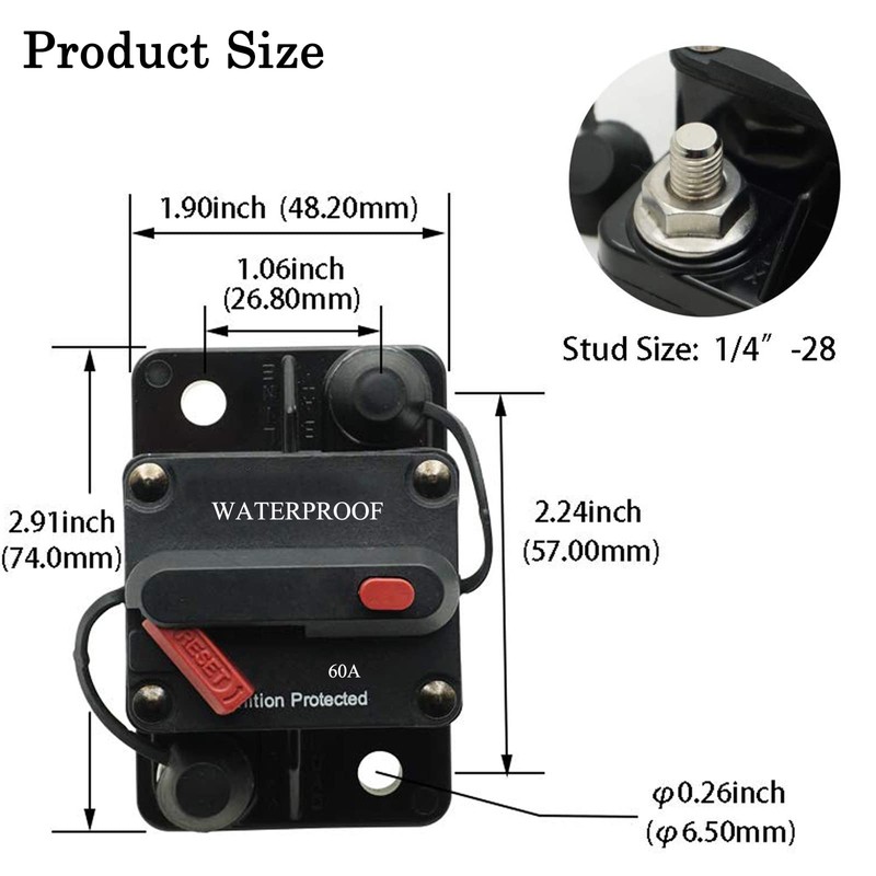 GaiRen Trolling Motor Plug and Circuit Breaker 60Amp Kit, Trolling