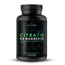 Citrato de Magnesio - 2600 mg por Porción - Máxima Pureza y Absorción - Suplemento Alimenticio para Suministro Prolongado - 240 Cápsulas con 400 mg de Magnesio Elemental por Porción - Darfarma