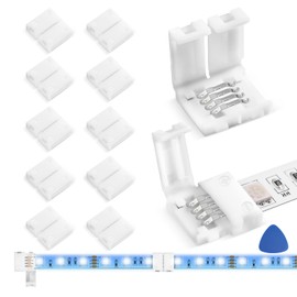 WENHSIN 10-Packs 4-Pin LED Connectors for LED Strip Lights 8mm Width Unwired Gapless Solderless Adapter Extension