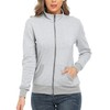 WUDODO Women's Zip up Sweatshirt Fall Jacket Stand Collar Hoodless