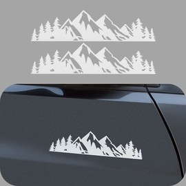 LDYFC Vinyl Mountain Decal, Tree Sticker for car/Truck Tail gate/Laptop Decal/Trunk Badge Emblem Outdoor Bumper Stickers (8" White)-2 PCS
