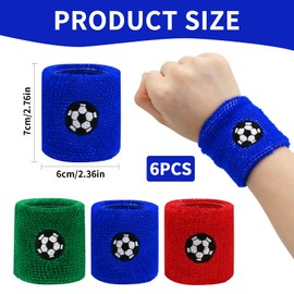 6 Pieces Sports Wristbands for Kids, Sports Wrist Sweatbands, Kids Sports Wristbands Sweat Bands, Comfortable Sports Wrist Sweatbands for Football Tennis Running (Red-B)