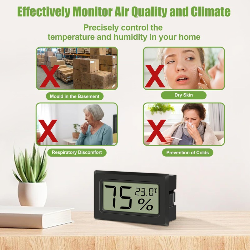 Hydrometer with Thermometer, Mini Hygrometer Digital, Indoor Hygrometer, for Greenhouse/Wine