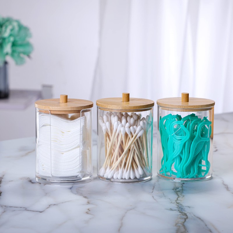 MKLZ 3 Pcs Qtip Holder and Cotton Round Pad Dispenser