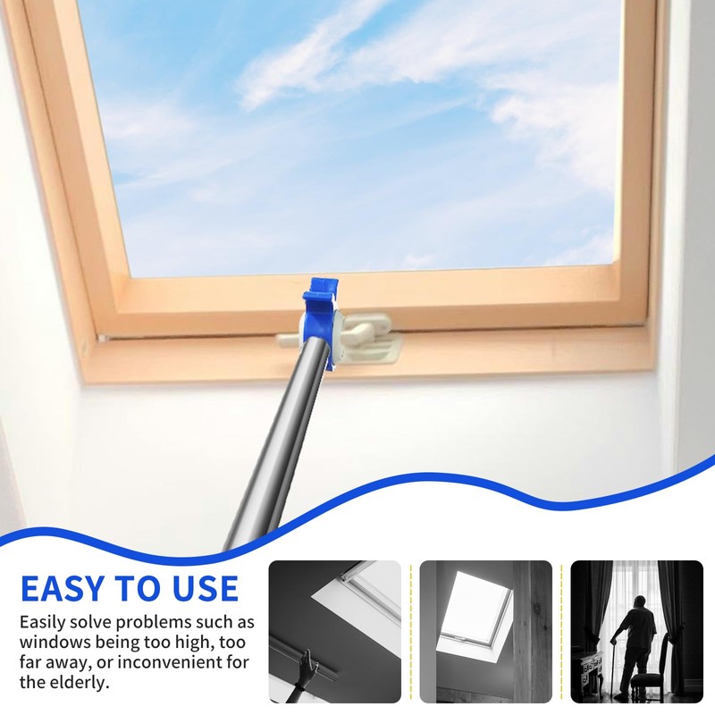 Window Handle Extension with Stick Hooks for Roof Windows, Window