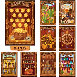Moinchore 9 Pcs Shooting Targets, Paper Targets for Shooting Range 23" x 35'' Funny Shoot Game Target Set for Tiki Carnival Western Party Game Supplies(Western)