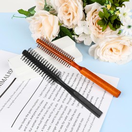 Small Round Brush for Blow Drying,2 Pack Small Quiff Roller Brush with 8 Rows Nylon Bristles Round Curling Comb Travel Curling Brush Styling Brush Hair Brush for Wet Wavy Hair Bangs, Lifting, Curling