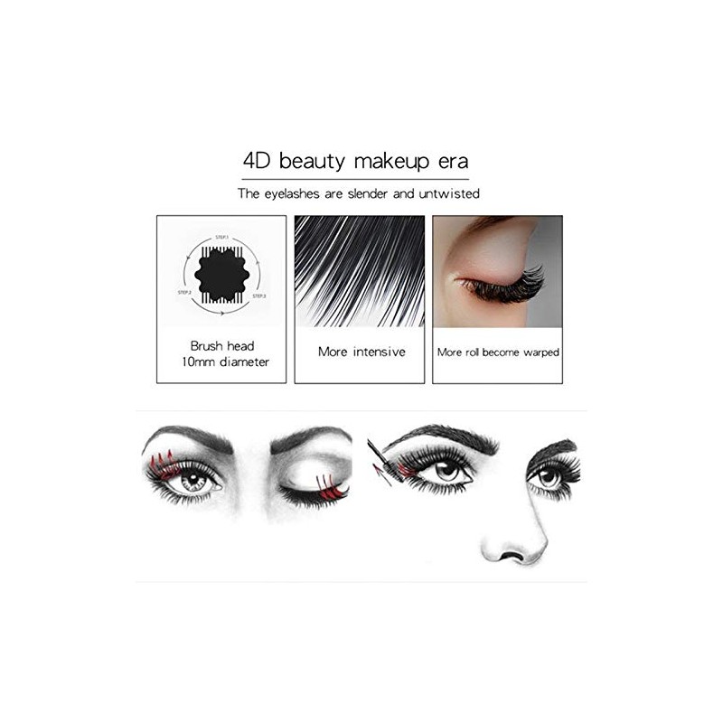 4D Mascara, Flash Diamond Silk Fiber Lash Mascara, Waterproof Long