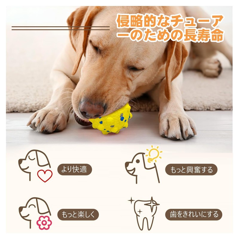 Dog Toy Ball, Lightweight, Flexible, Throwable Chew Toy (Multicolor)