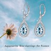 Aquamarine Blue Earrings for Women 925 Sterling Silver Teardrop Dangle