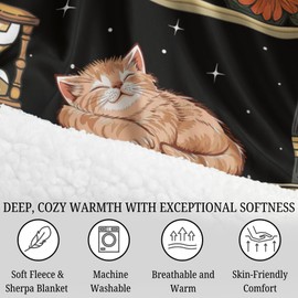 Cat Book Wearable Blanket with Hood, Cozy Reading Gifts for Book Lovers Women & Men, Cute Librarian Present for Readers, Cat Lovers, Bookish Sherpa Blanket for Bookworms, Reading Accessories for Couch