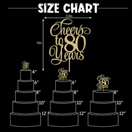 Decoración para tartas Cheers to 80 Years – Decoración para tartas de 80 cumpleaños, 80 decoraciones para tartas, decoración para tartas de 80 cumpleaños, decoración para tartas de 80 cumpleaños para mujeres/hombres, decoración para tartas de 80 aniversa