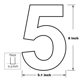 8 Inch Modern House Numbers- Premium Aluminum Floating Home Address Number with Elegant & Sophisticated Brushed Finish, Black, Number 5