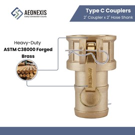 AEONEXIS 2" Camlock Fittings Type C - Heavy-Duty Forged Brass ASTM C38000, Cam Lock Corrosion-Resistant Coupler & Hose Shank for Water/Oil Flow Systems