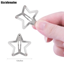 Star Hair Clips 2000s Y2K Black Silver Star Hair Accessories Snap Hair Barrettes Non Slip Metal Hair Clips for Girls Women -30 PCS 1.18"