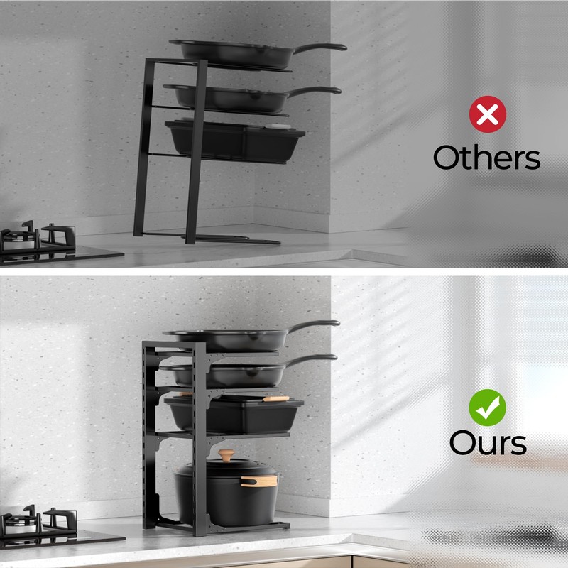 MUDEELA Pots and Pans Organizer under Cabinet 15.75" Tall, 4-Tier