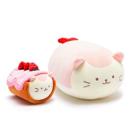 Anirollz Stuffed Animal Plush Toy – 2 Pieces 6" +10" Set Plush Doll | Soft, Squishy, Warm, Cute, Comfort, Safe | Birthday Gift Pillow with Kawaii Kitty Cat Kittiroll