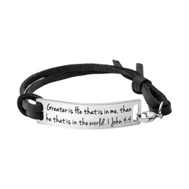 Yiyang Greater is he that is in me, than he that is in the world Scripture Bracelet Gifts for Her Encouragement Bangle