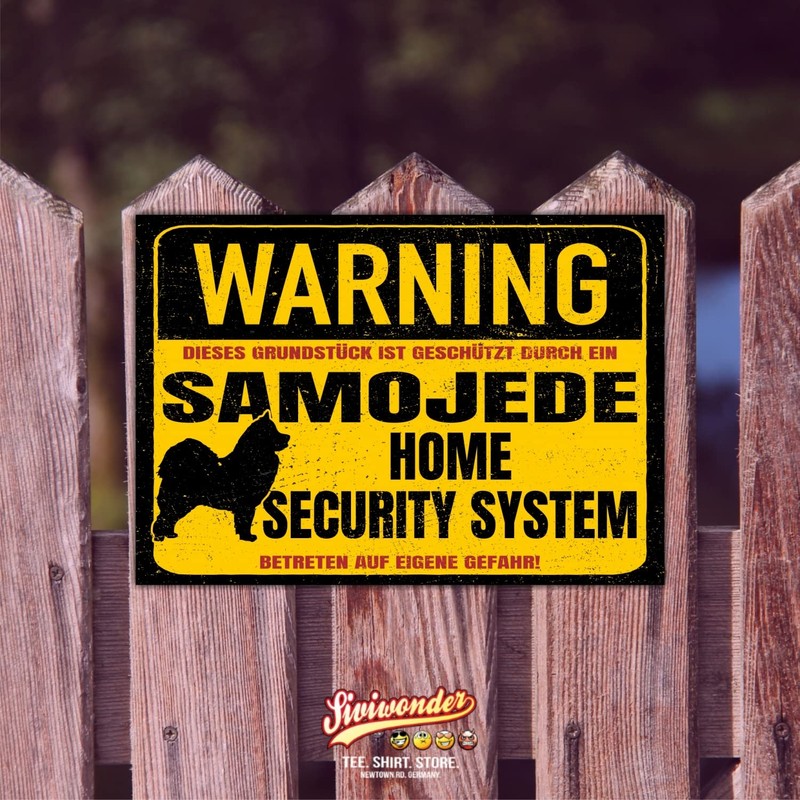 Sign Samoyed Sammy Warning Security System Door Sign Dog Sign