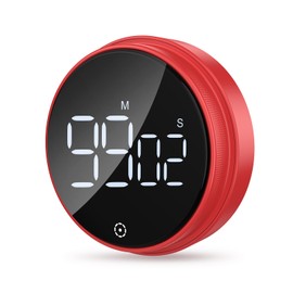 Ankilo Digital Kitchen Timer, Timer for Kids with Large LED Display, Adjustable Volume, Magnetic Timer for Cooking, Studying, Office, Red (Battery not Included)