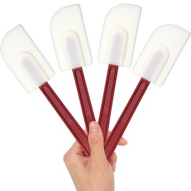4 PCS Heat Resistant Silicone Spatulas, 10-Inch Commercial Grade Silicone Scraper Spatula, Flexible Rubber Spatula Set for Kitchen Cook Baking Mixing Utensil Dishwasher