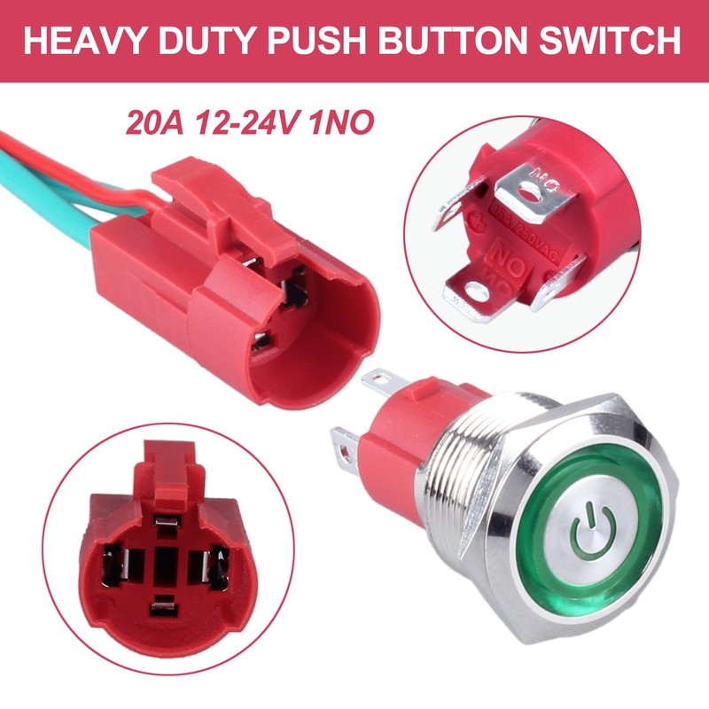 DMWD 19mm Heavy Duty Latching Metal Push Button Switch Waterproof