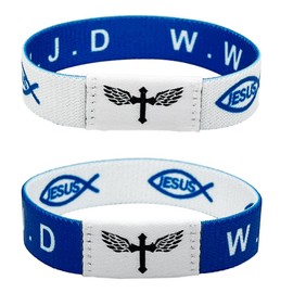 CLZWiiN Bible Verses Cross Bracelets (NO NFC), WWJD Scripture Religious Cross Bracelet, Popular Elastic Jesus Wristbands Gifts for Men Women Teens