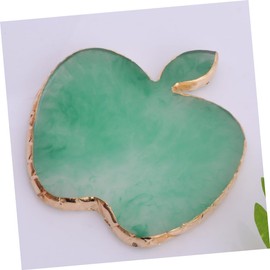 BIUDECO 1pc Light Green Agate Resin Palette for Nail Art Manicure Color Mixing Plate Gold Brim for Displaying Pigments and Blending Colors