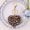 Guqqeuc Leopard Print Heart Keyring for Car Keys Leopard Print
