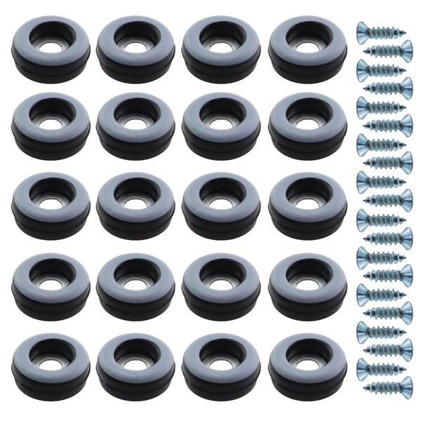 Caishun 20PCS Screw in Furniture Slides 3/4in Grey Teflon Slip