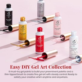 beetles Gel Polish Beetles Gel Polish 6 Pcs Black White Red Gold Silver Glitters Colors Paint Swirl Built Thin Brush in Bottle Soak off Uv Led Lamp Nail Art Liner Gel Polish Set