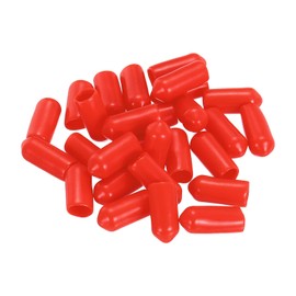 sourcing map 28Pcs Rubber End Caps, 7.5mm(5/16") ID 13mm(15/32") Height Round Screw Thread Protectors Flexible Screw Bolt Covers Caps for Metal Tube Rod Bolt, Red
