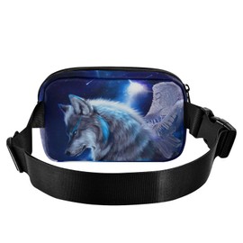 Wolf Fanny Pack for Women Belt Bag Lightweight Crossbody Bags Waterproof Waist Pouch for Traveling Walking Running Hiking Cycling