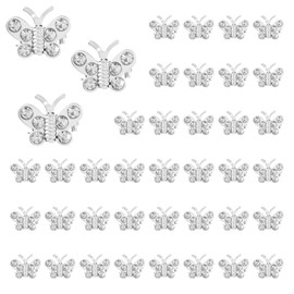 QFGasre 40 Pcs Mini Rhinestones Butterflies Hair Clips Cute Silver Hair Pins No-Slip Grip Metal Jaw Glitter Hairs Jaw Clips Decorative Hairs Accessories Bridal Headwear Gifts for Women