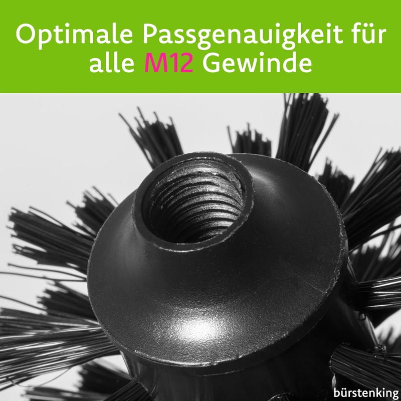 Toilet brush head black, Ø 73 mm, M12 internal thread,