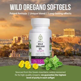 Teliaoils Wild Oregano Oil 60 Softgels 85% Carvacrol, Greek Oregano