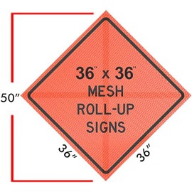 OrangeGear® 36" x 36" MUTCD TTC Compliant Safety Orange Mesh Temporary Traffic Control Rollup Sign (Mowers Ahead (NO Ribs))